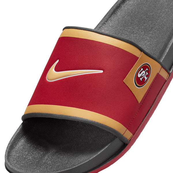 Nike sandals red and gold best sale