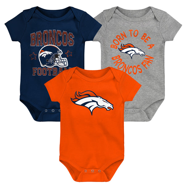 Genuine Stuff Baby Denver Broncos Born 2 Be Onesie 3 Pack