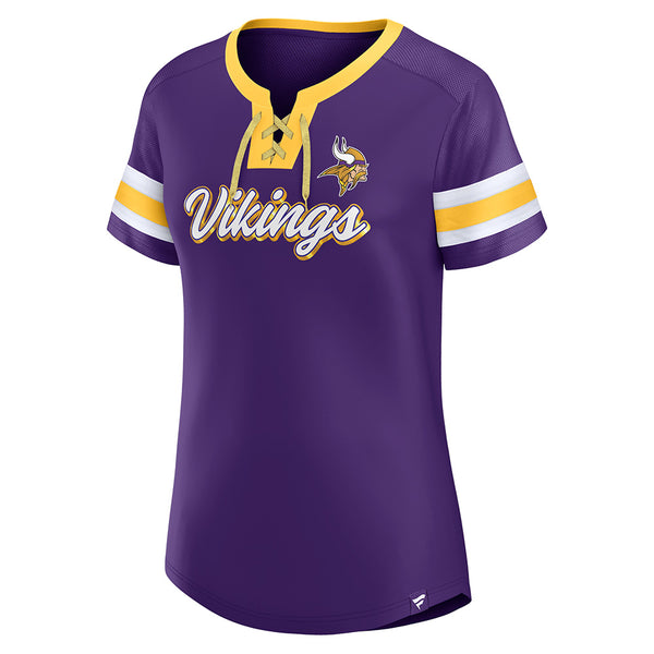 Women's Fanatics Branded Purple Minnesota Vikings Original State Lace-Up  T-Shirt