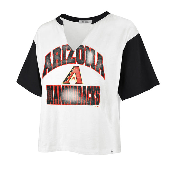Atlanta Braves '47 Women's Inner Glow Dolly V-Neck Cropped T-Shirt -  White/Black