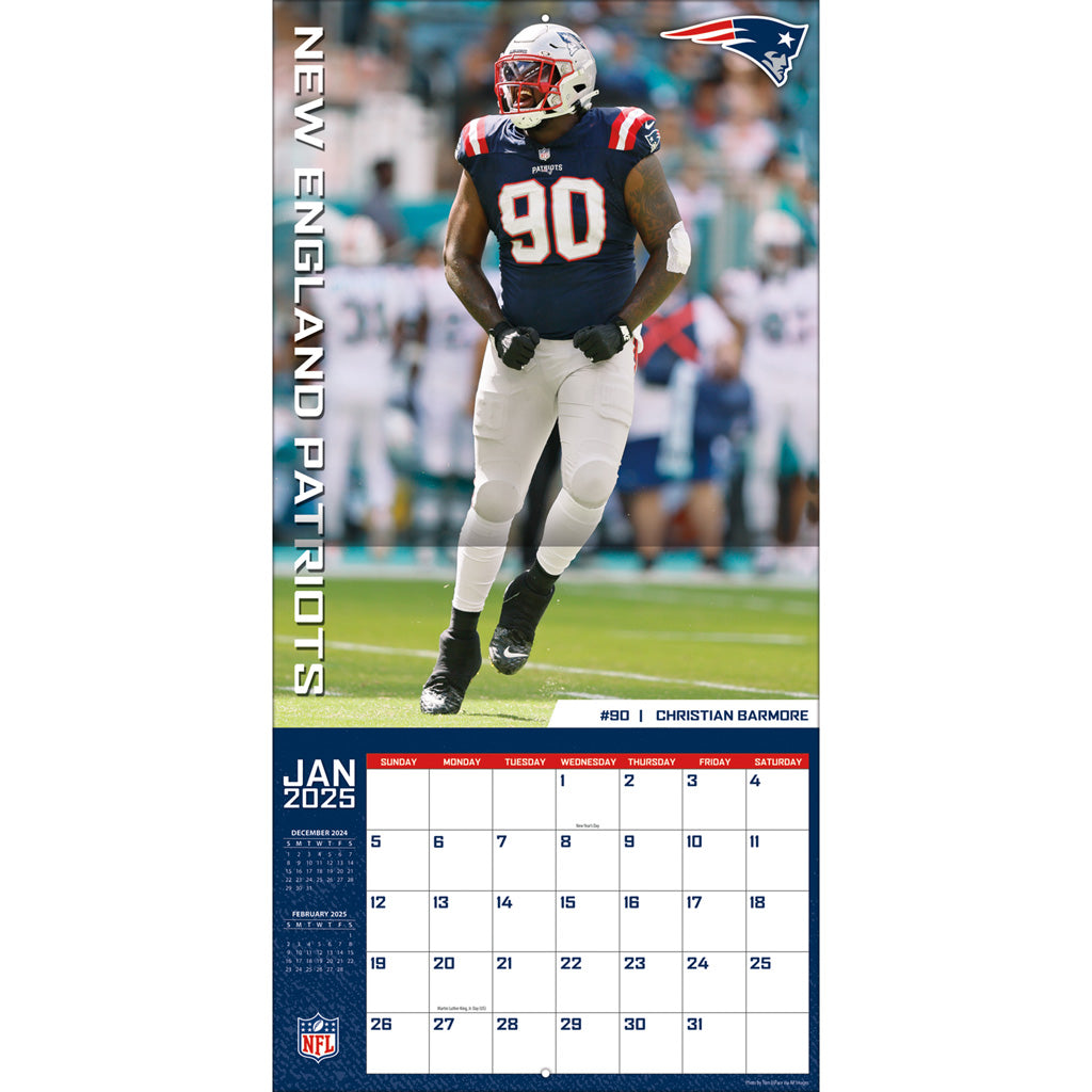 NFL New England Patriots 2024-2025 12&quot; x 12&quot; Team Wall Calendar