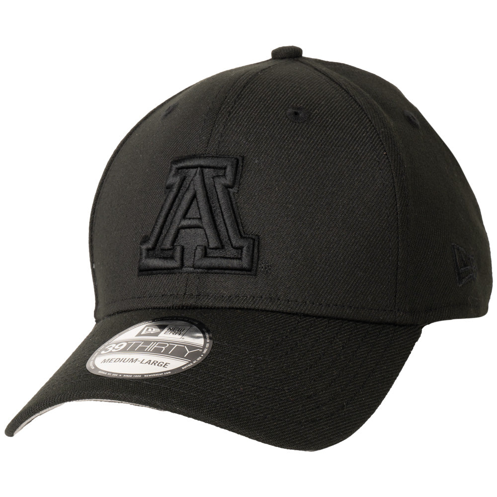 NCAA Arizona Wildcats Black On Black Primary Logo 39THIRTY Flex Fit Hat