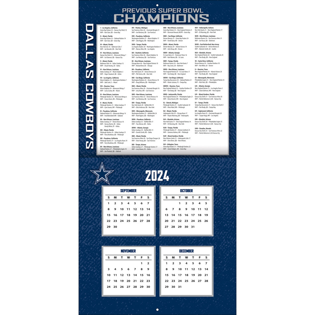 NFL Dallas Cowboys 2024-2025 12&quot; x 12&quot; Team Wall Calendar