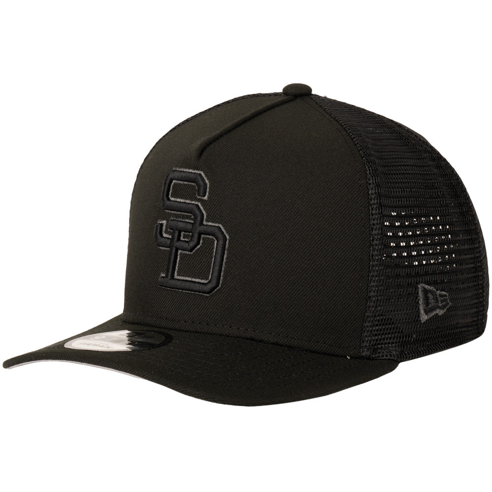 MLB San Diego Padres New Era Black Pearl A-Frame 9FIFTY Trucker Snapback