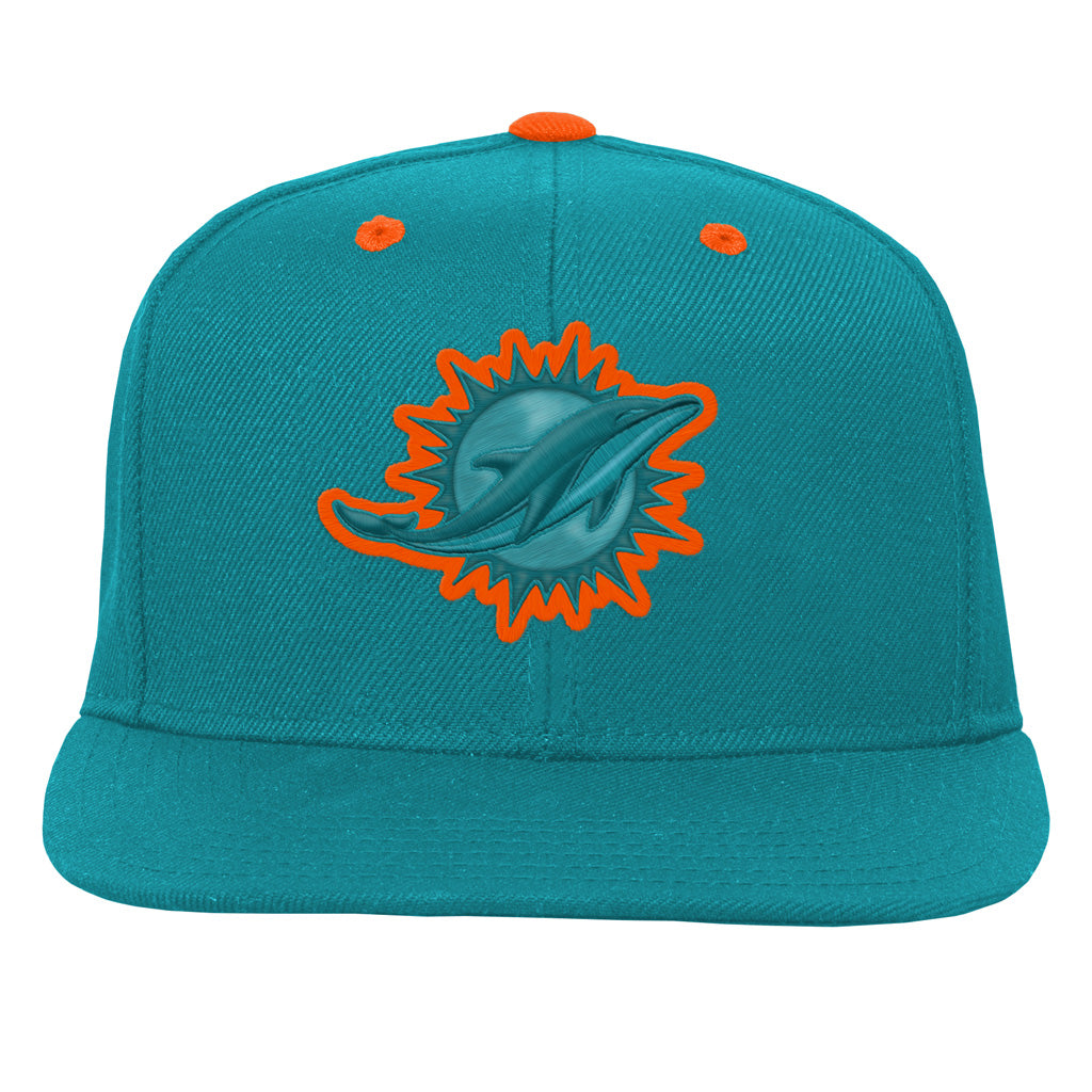 NFL Miami Dolphins Youth Outerstuff Team Color Pop Flatbrim Adjustable Snapback Hat