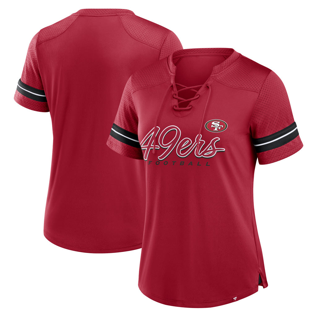 NFL San Francisco 49ers Fanatics Women&#39;s Play Script Lace-Up Top