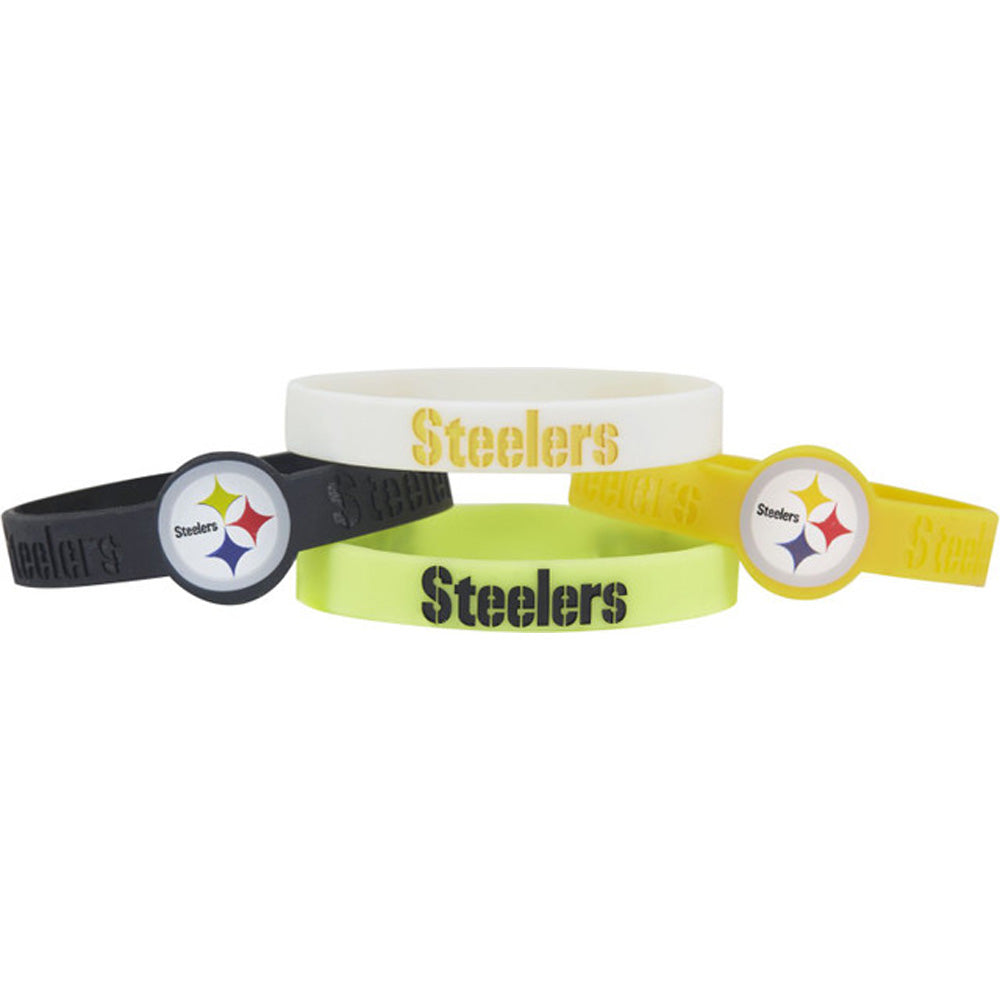 NFL Pittsburgh Steelers Aminco 4-Pack Silicone Bracelet Bands