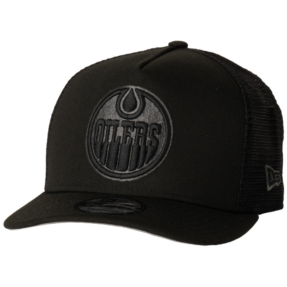 NHL Edmonton Oilers New Era Black Pearl A-Frame 9FIFTY Trucker Snapback Hat