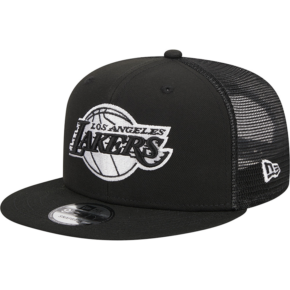 NBA Los Angeles Lakers New Era Black &amp; White Trucker 9FIFTY Snapback