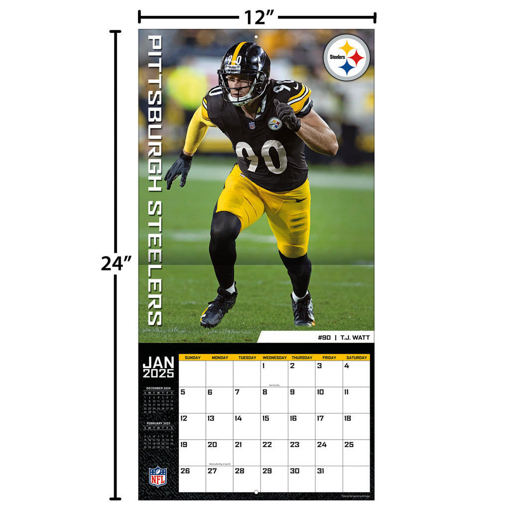 NFL Pittsburgh Steelers 2024-2025 12&quot; x 12&quot; Team Wall Calendar