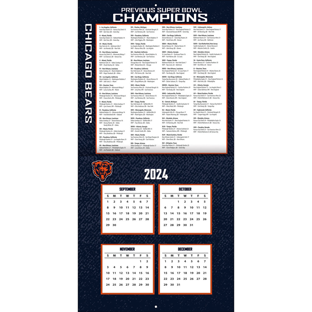 NFL Chicago Bears 2024-2025 12&quot; x 12&quot; Team Wall Calendar