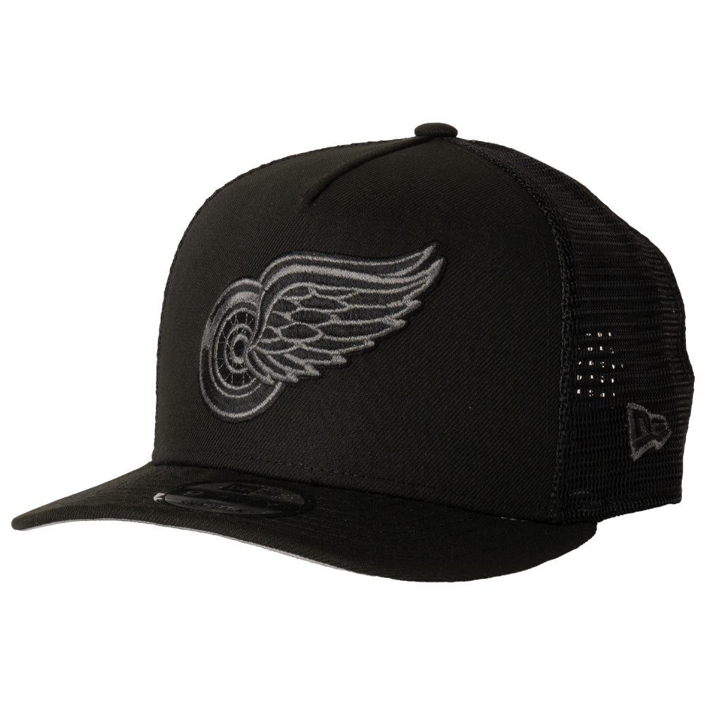 NHL Detroit Red Wings New Era Black Pearl A-Frame 9FIFTY Trucker Snapback Hat