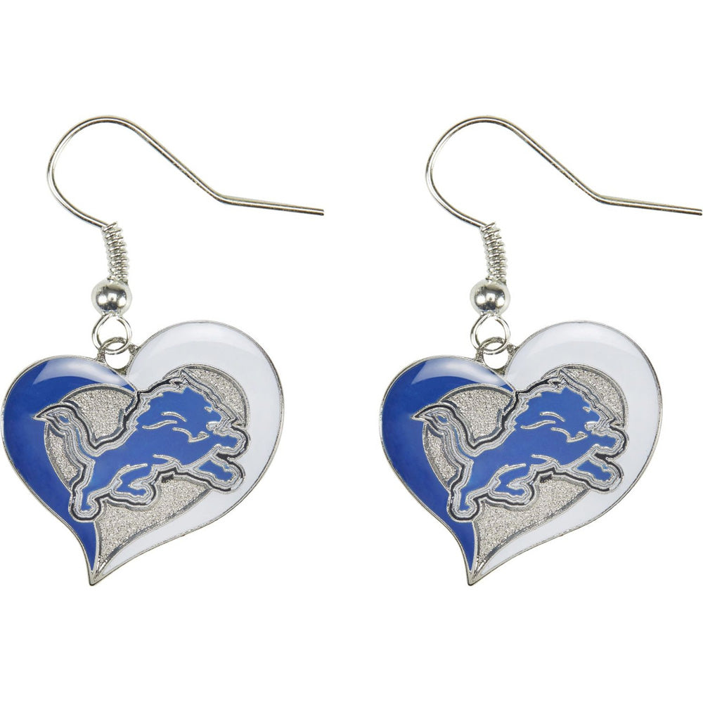 NFL Detroit Lions Aminco Swirl Heart Earrings