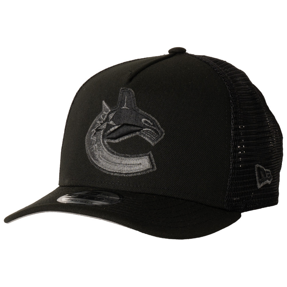 NHL Vancouver Canucks New Era Black Pearl A-Frame 9FIFTY Trucker Snapback Hat