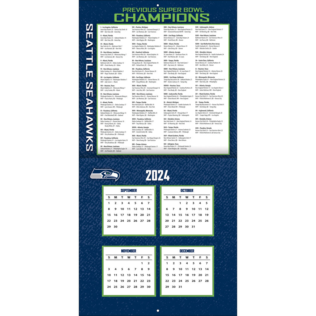 NFL Seattle Seahawks 2024-2025 12&quot; x 12&quot; Team Wall Calendar