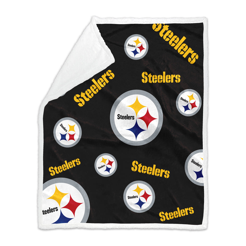 NFL Pittsburgh Steelers Logo Brands 50x60 Sherpa