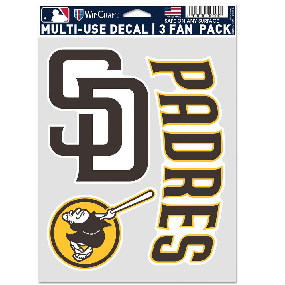 MLB San Diego Padres WinCraft 3-Pack Fan Decal Sheet