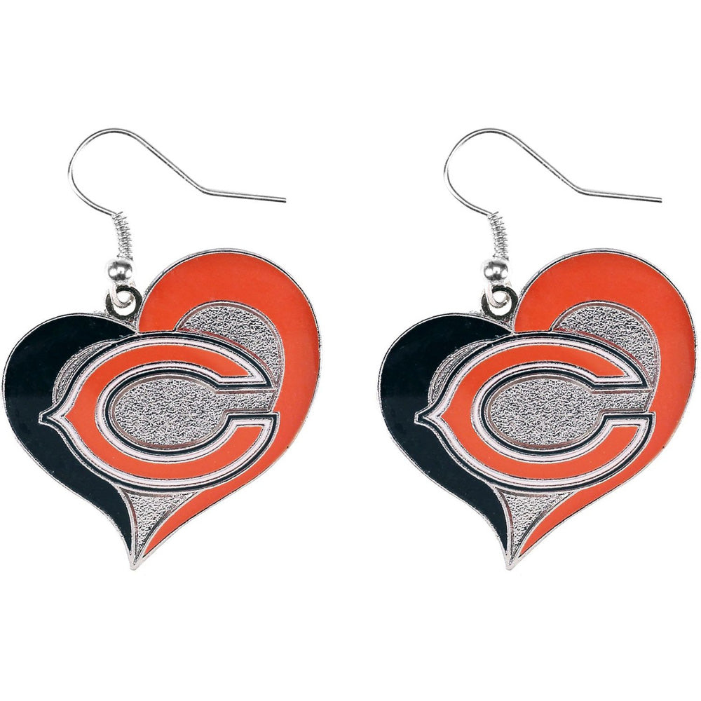 NFL Chicago Bears Aminco Swirl Heart Earrings