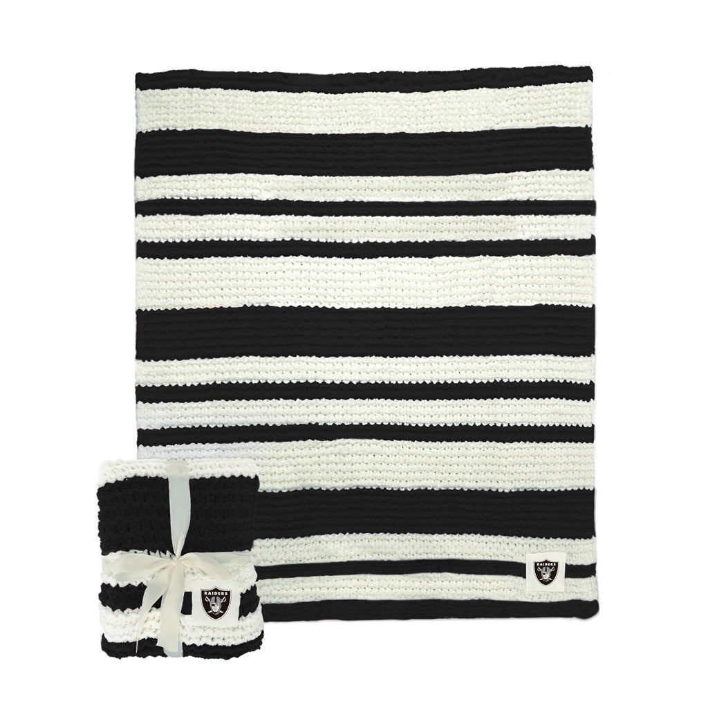 NFL Las Vegas Raiders Logo Brands Cable Knit Throw Blanket