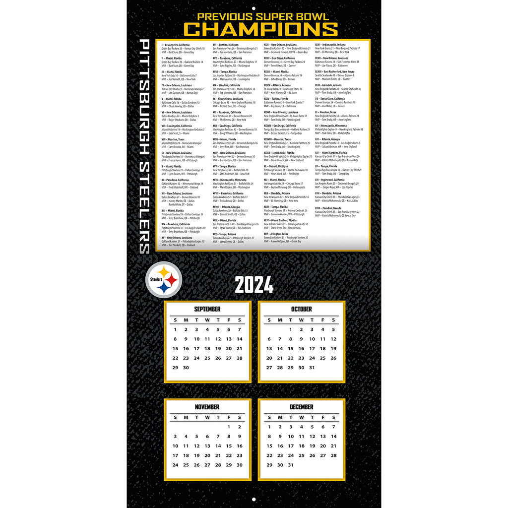 NFL Pittsburgh Steelers 2024-2025 12&quot; x 12&quot; Team Wall Calendar