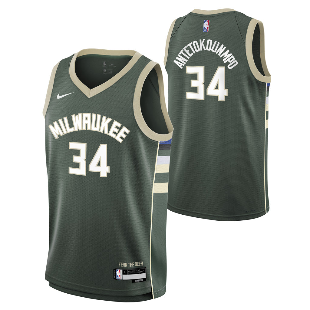 NBA Milwaukee Bucks Giannis Antetokounmpo Youth Nike Icon Swingman Jersey