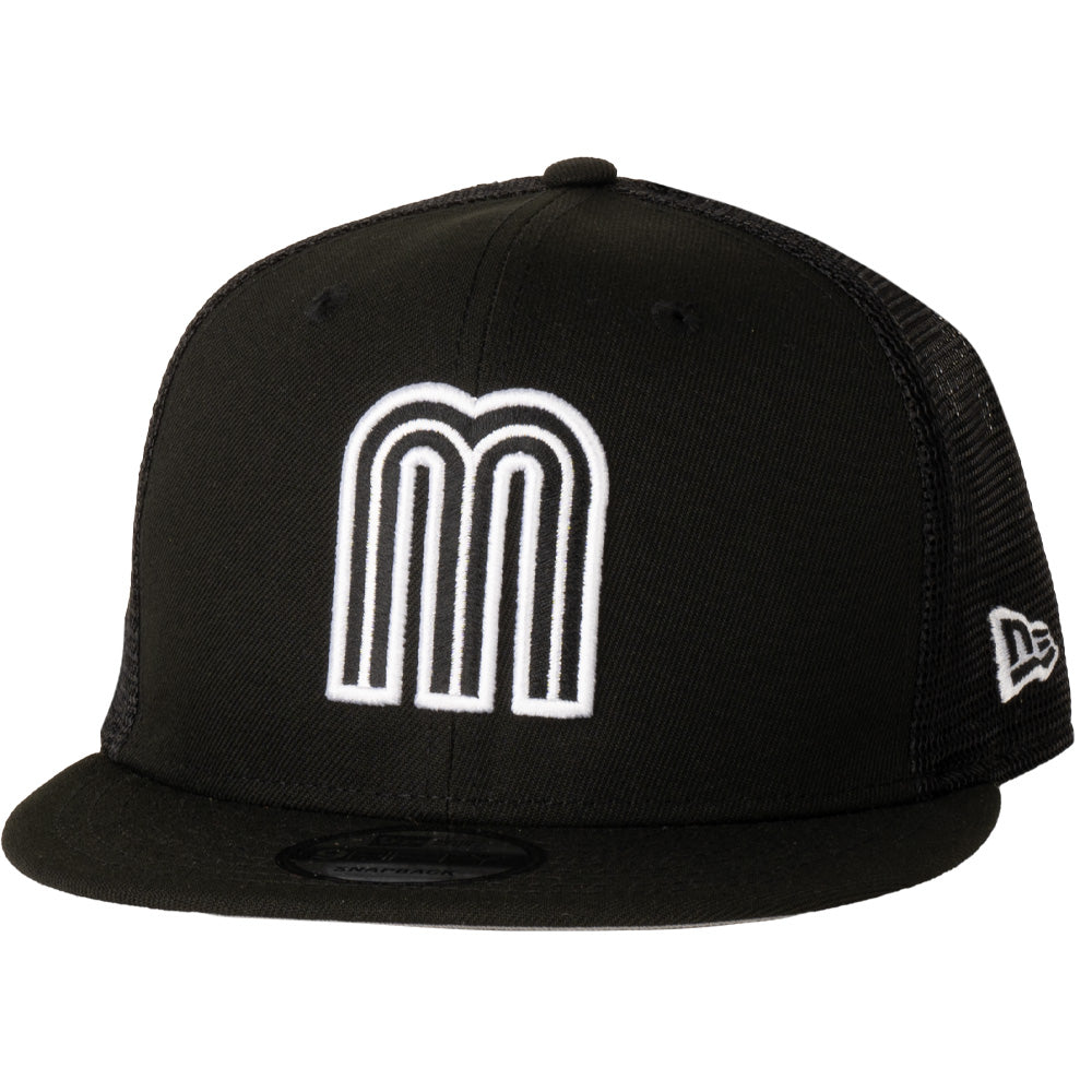 WBC Mexico New Era Black &amp; White Trucker 9FIFTY Snapback Hat