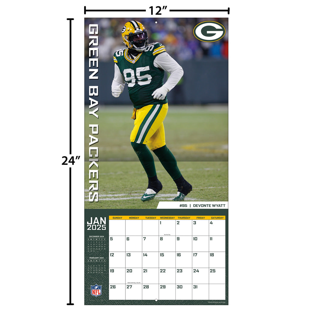 NFL Green Bay Packers 2024-2025 12&quot; x 12&quot; Team Wall Calendar