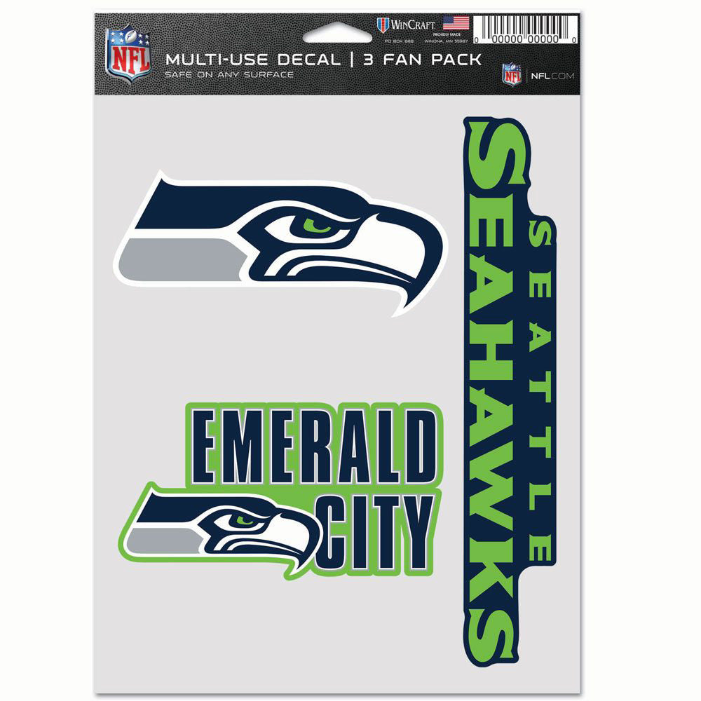 NFL Seattle Seahawks WinCraft 3-Pack Fan Decal Sheet