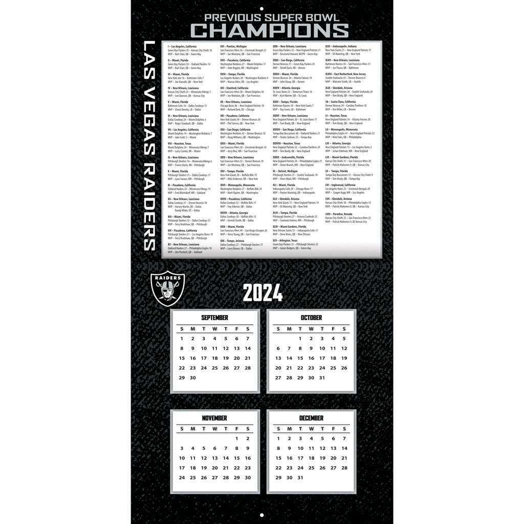 NFL Las Vegas Raiders 2024-2025 12&quot; x 12&quot; Team Wall Calendar