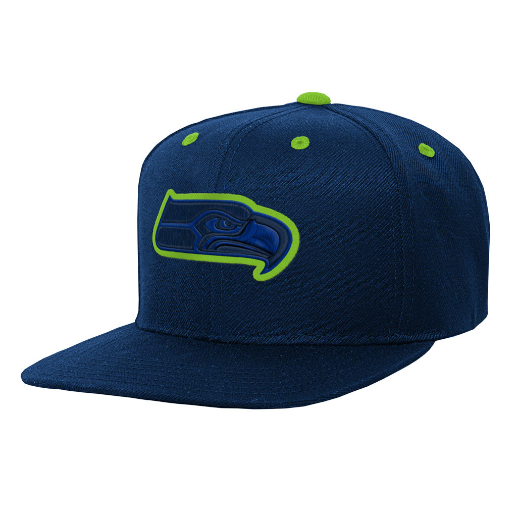 NFL Seattle Seahawks Youth Outerstuff Team Color Pop Flatbrim Adjustable Snapback Hat