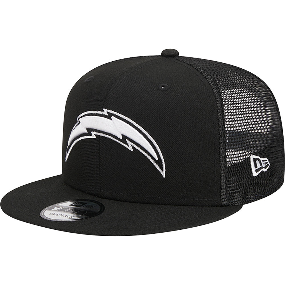 NFL Los Angeles Chargers New Era Black &amp; White Trucker 9FIFTY Snapback