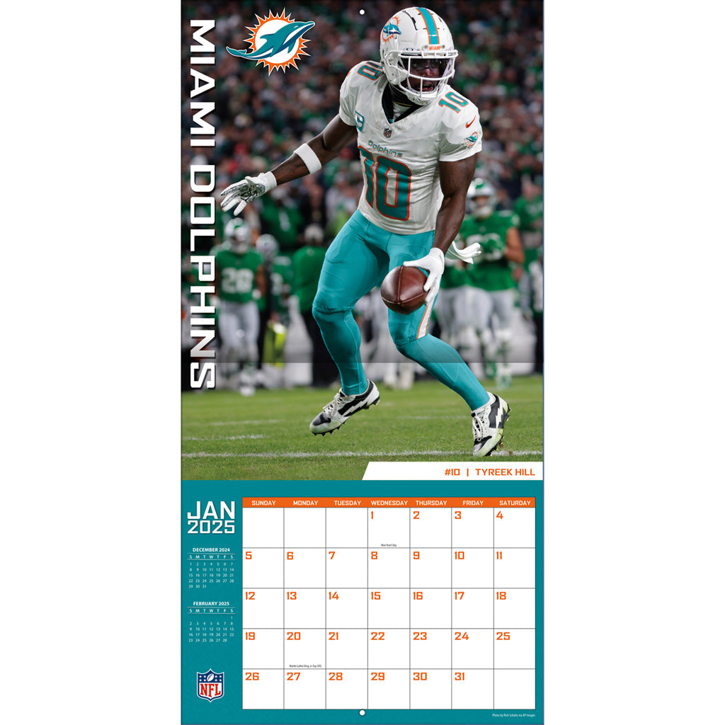 NFL Miami Dolphins 2024-2025 12&quot; x 12&quot; Team Wall Calendar