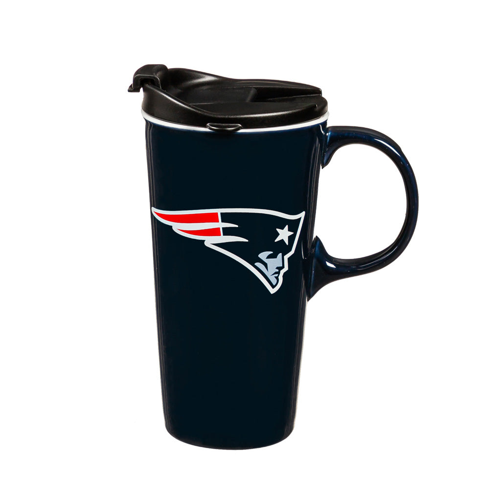 NFL New England Patriots Evergreen 17oz Boxed Travel Latte Mug