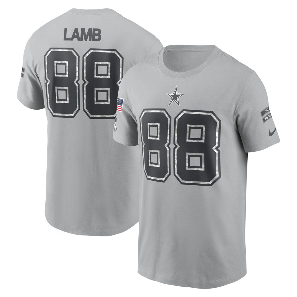 NFL Dallas Cowboys Ceedee Lamb Nike 2024 Salute to Service Name &amp; Number Short Sleeve T-Shirt