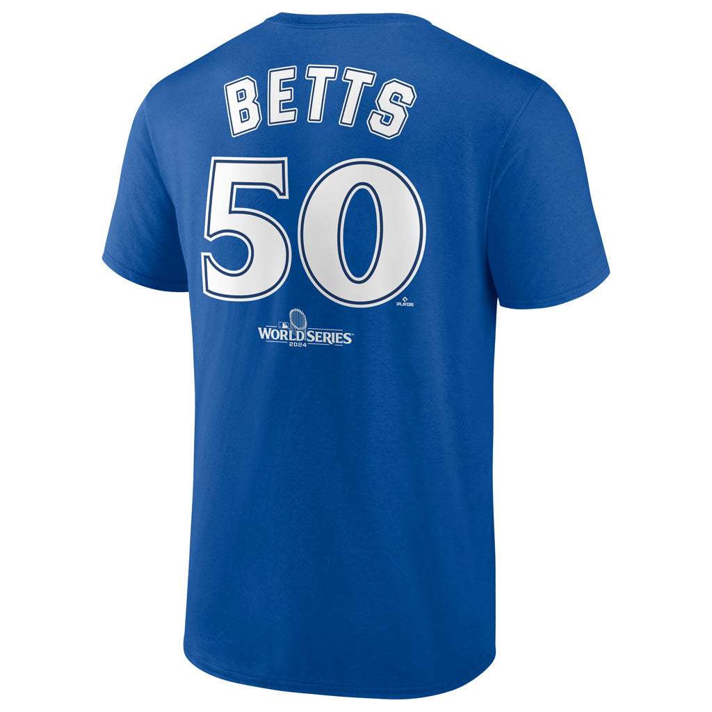 MLB Los Angeles Dodgers Mookie Betts Fanatics 2024 World Series Name &amp; Number T-Shirt