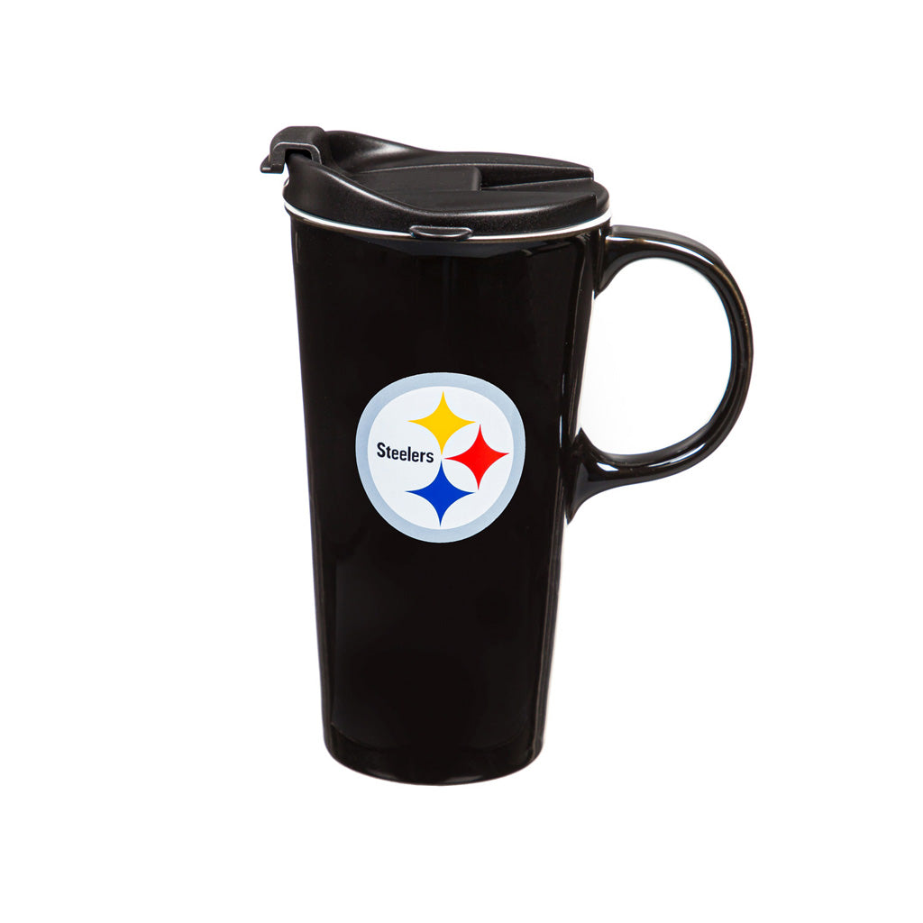 NFL Pittsburgh Steelers Evergreen 17oz Boxed Travel Latte Mug