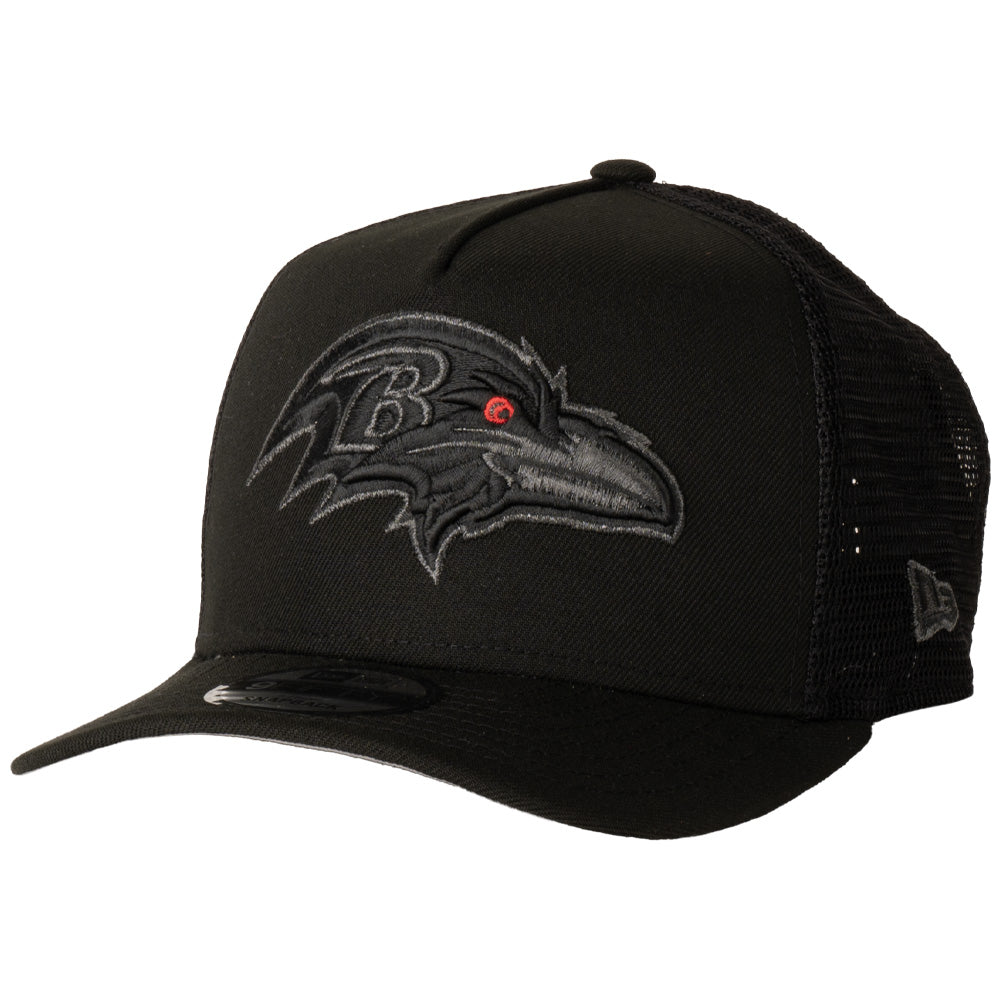 NFL Baltimore Ravens New Era Black Pearl A-Frame 9FIFTY Trucker Snapback Hat