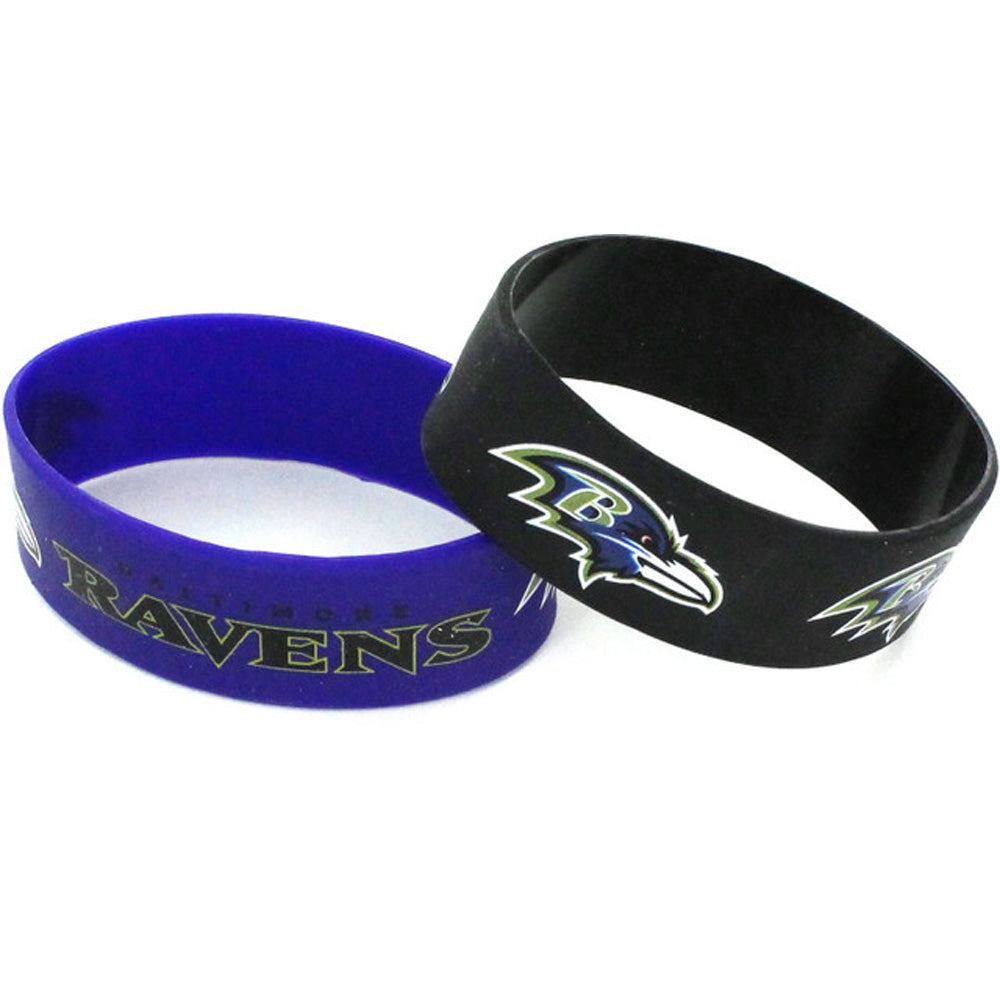 NFL Baltimore Ravens Aminco 2-Pack Wide Silicone Bracelet Bands