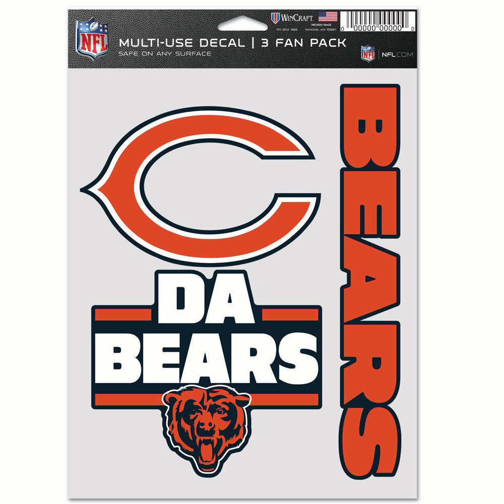 NFL Chicago Bears WinCraft 3-Pack Fan Decal Sheet