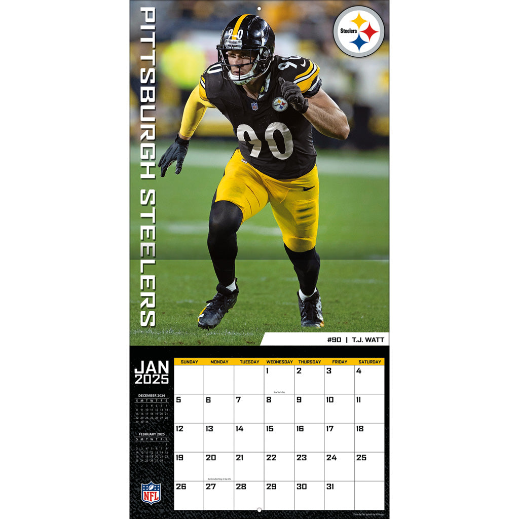 NFL Pittsburgh Steelers 2024-2025 12&quot; x 12&quot; Team Wall Calendar