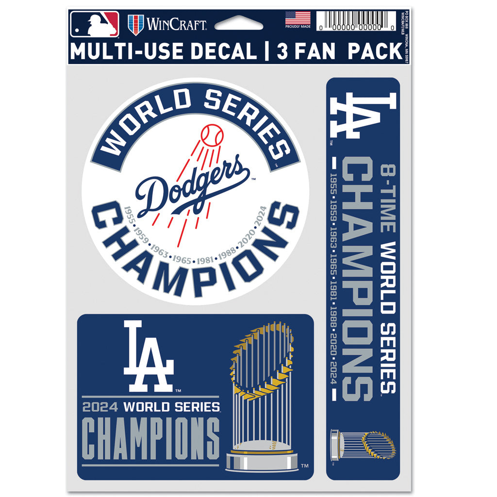 MLB Los Angeles Dodgers WinCraft 2024 World Series Champion 3-Pack Fan Decal