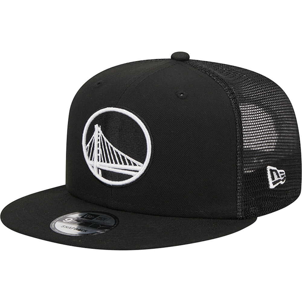 NBA Golden State Warriors New Era Black &amp; White Trucker 9FIFTY Snapback