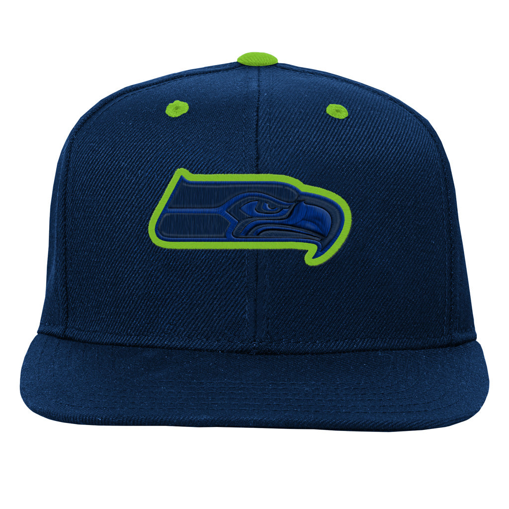 NFL Seattle Seahawks Youth Outerstuff Team Color Pop Flatbrim Adjustable Snapback Hat