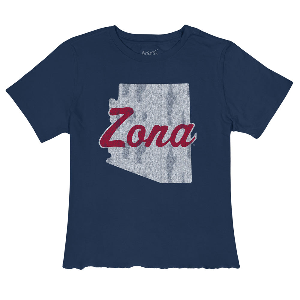 NCAA Arizona Wildcats Women&#39;s Retro Brand State Zona Slub Crop Top