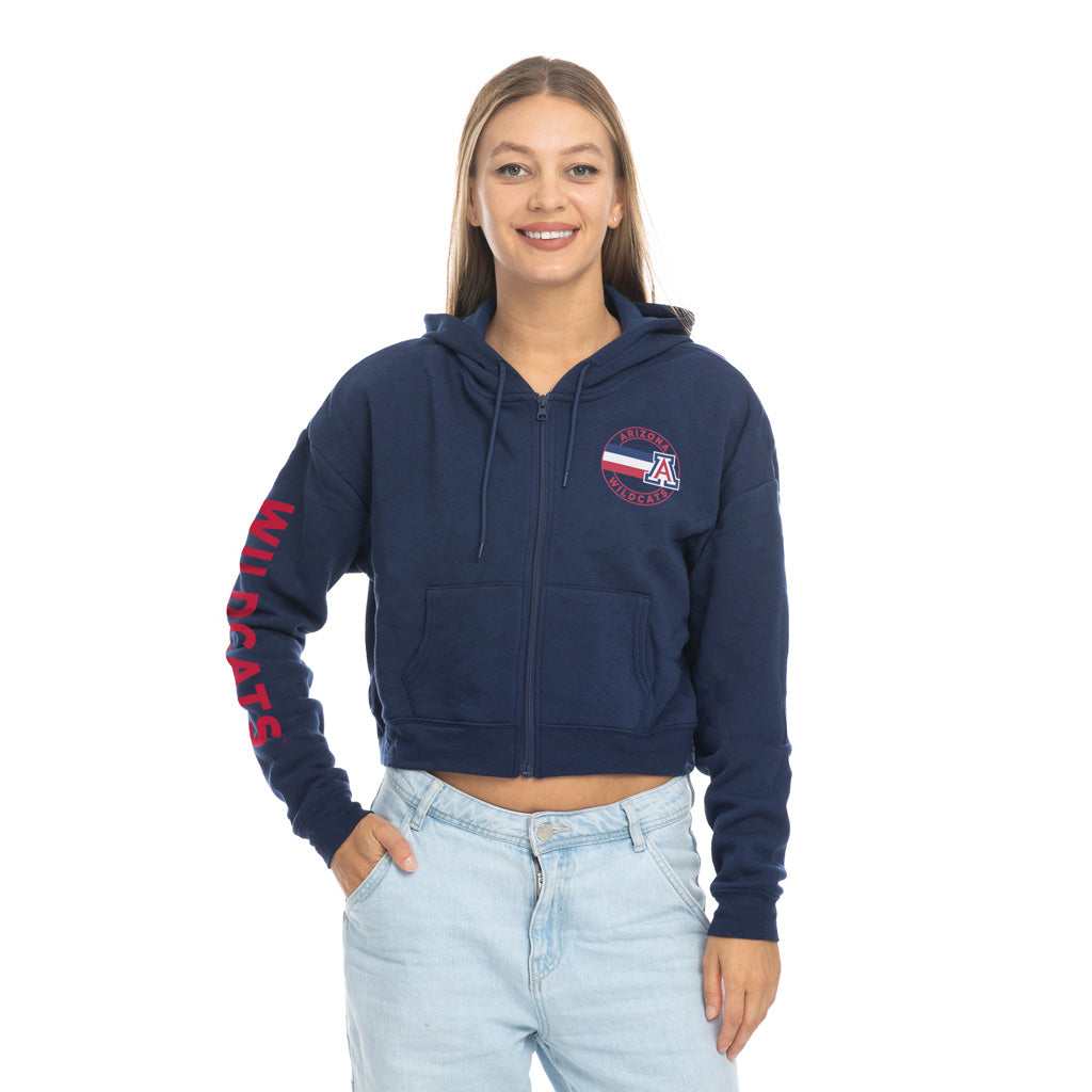 NCAA Arizona Wildcats Women&#39;s ZooZatz Cropped Full Zip Hoodie