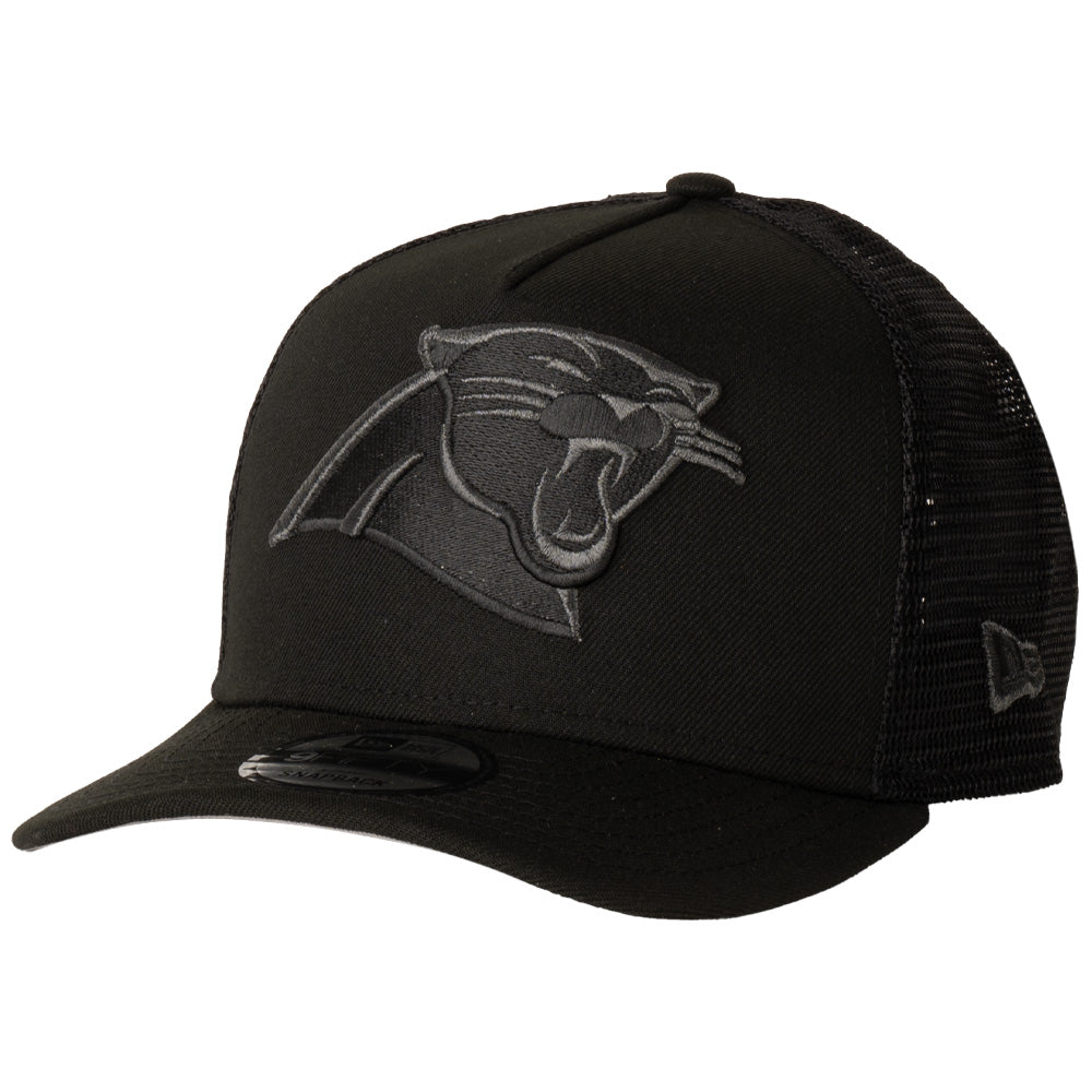 NFL Carolina Panthers New Era Black Pearl A-Frame 9FIFTY Trucker Snapback Hat