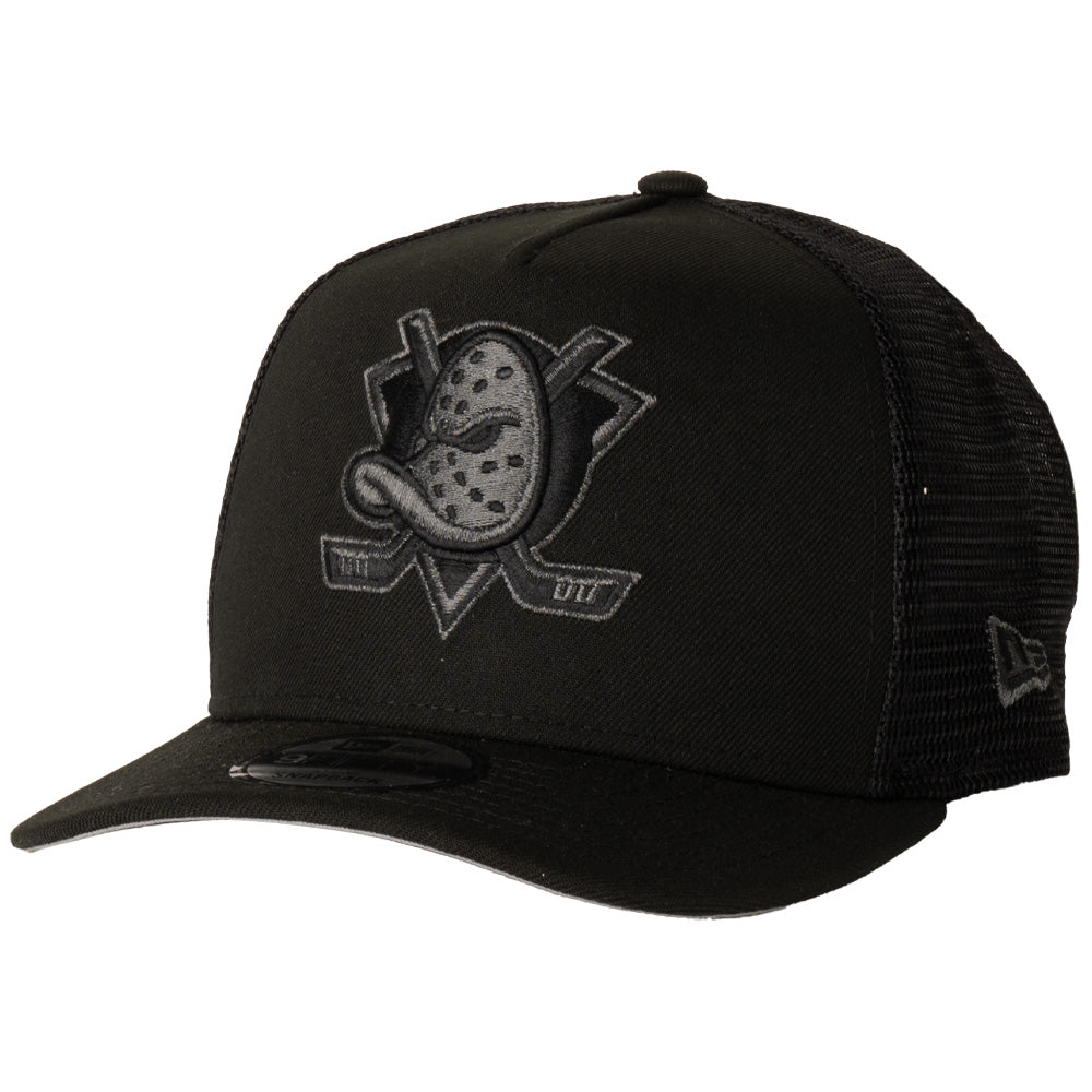 NHL Anaheim Ducks New Era Black Pearl A-Frame 9FIFTY Trucker Snapback Hat