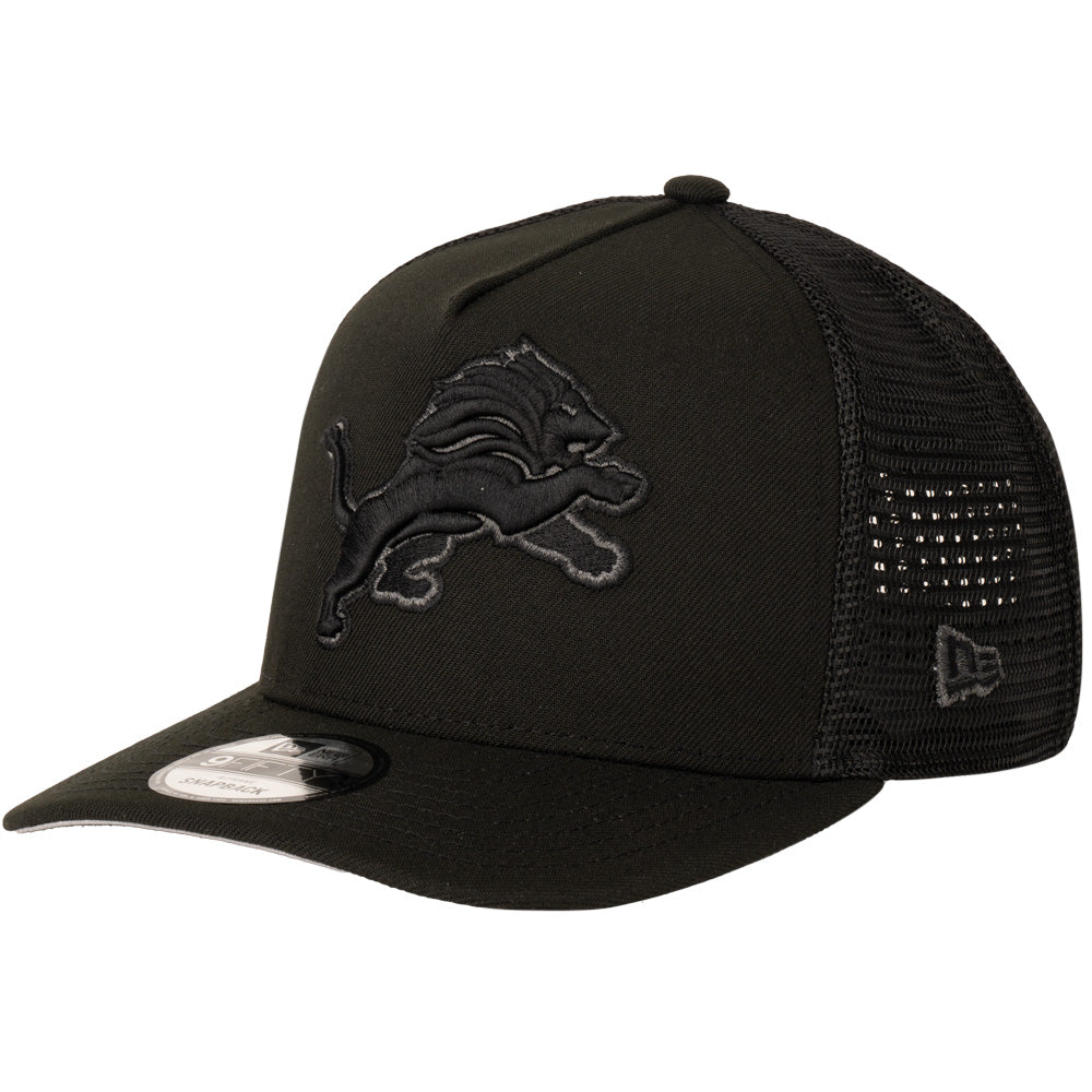 NFL Detroit Lions New Era Black Pearl A-Frame 9FIFTY Trucker Snapback