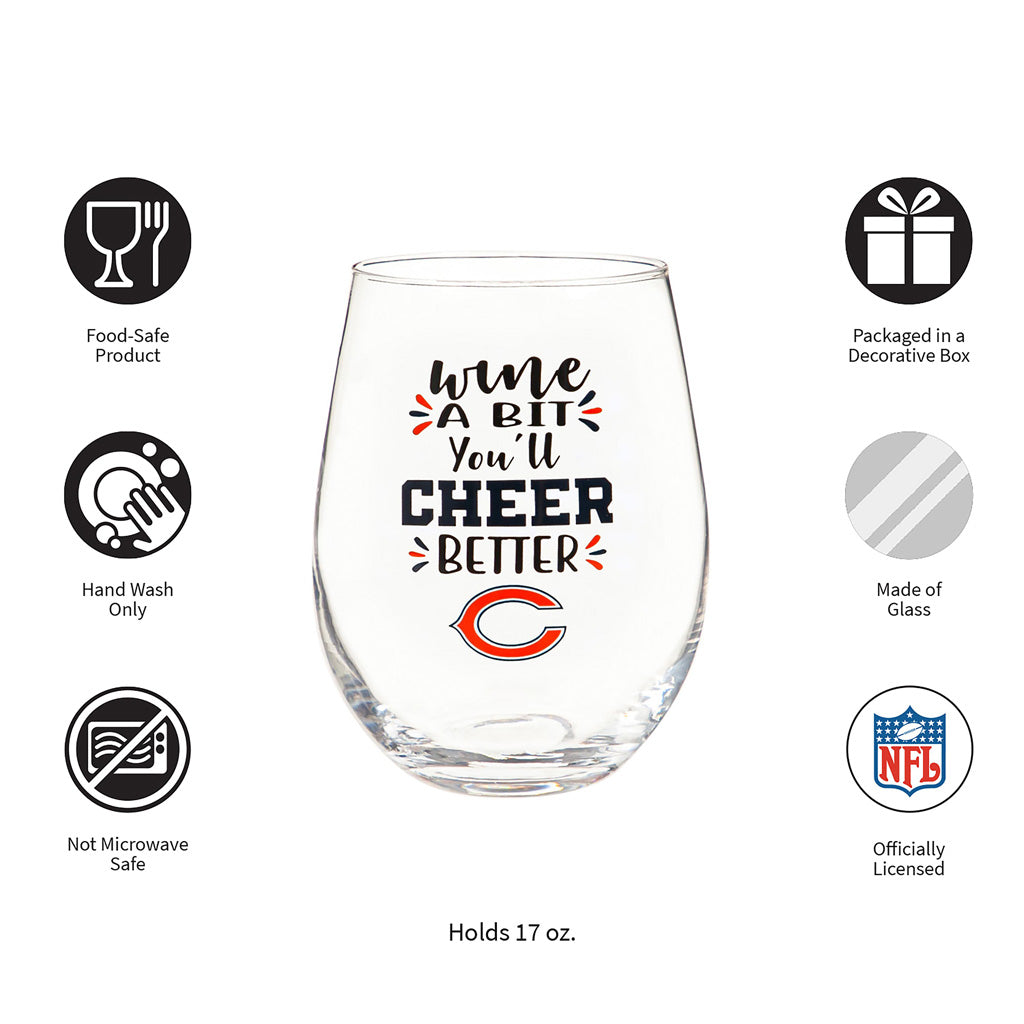 NFL Chicago Bears Evergreen 17oz Boxed Stemless Wine Glass