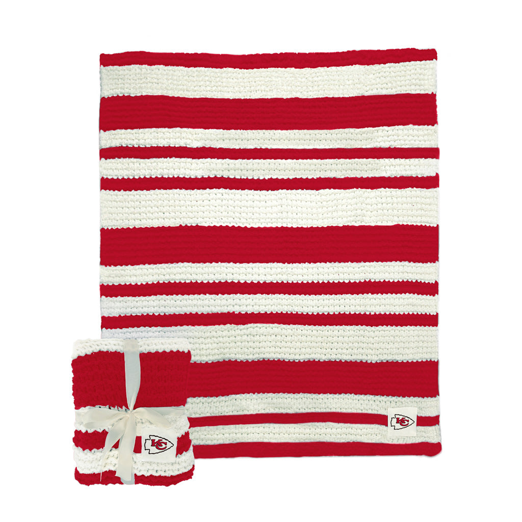 NFL Kansas City Chiefs Logo Brands Cable Knit Throw Blanket